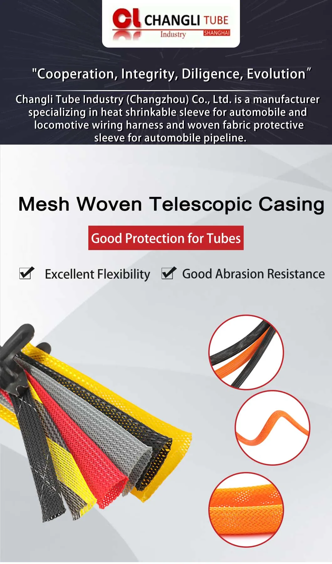 Flexible Cable Protection Sleeve Mesh Woven Telescopic Casing for Tubes and Hose
